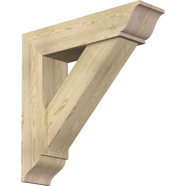 Ekena Millwork Traditional Traditional Rough Sawn Bracket w/ Offset Brace, Douglas Fir, 8"W x 32"D x 32"H BKT0806X32X32TRA01RDF - main